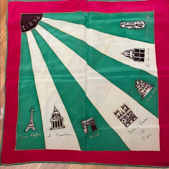 Paris Silk Scarf with Red and Green Design Gayannee - Picture 1 of 6